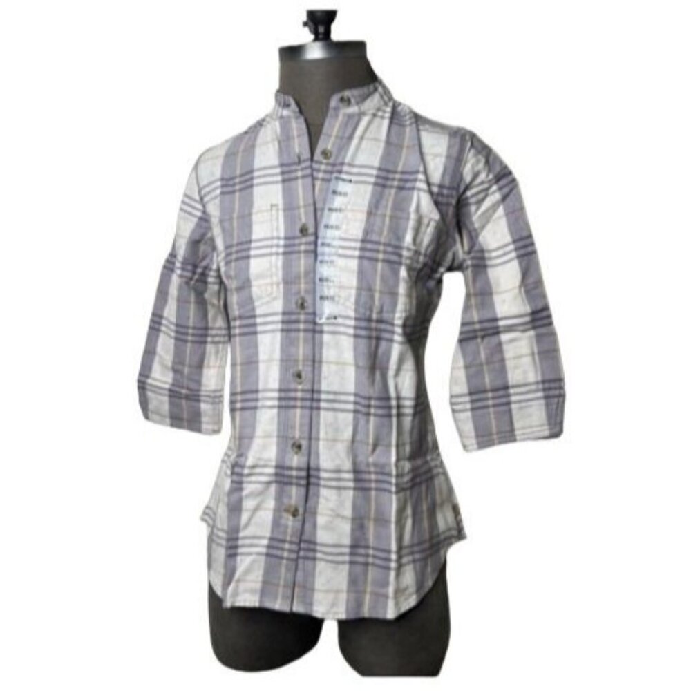 NEW! Carhartt Purple Plaid 3/4 Sleeve Button Down Shirt Women's XS